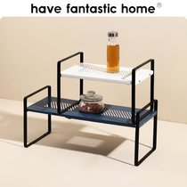 Good thing has kitchen sink under the sink countertop multi-layer condiment storage rack saves space telescopic seasoning rack