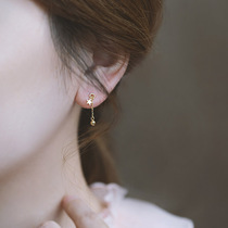 s925 Pure Silver Needle Earrings Female Korea Temperament Star Chain Round Pearl 2021 New Tide Retro Refined Ear Accessories