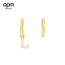 APM Monaco letter earrings earrings women's new fashion autumn and winter net red with tremella ring gift new year gift