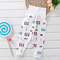 Baby cotton high waist belly pants Newborn baby dual-use file pajamas Mens and womens childrens autumn pants Childrens color cotton high waist pants