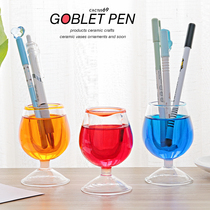 Creative fun color water liquid goblet wine cup joke Cup student desk decoration pen holder ornaments