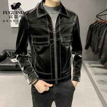 Rich Bird Mens autumn and winter motorcycle mens jacket trend handsome Korean slim leather high-end leather mens coat
