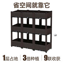 Vegetables grown at home rectangular flower potted extra large clearance vegetable artifact family balcony non-corrosion wood