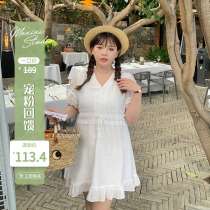 (Pet feedback : 60% off buy non - quality problems do not change ) white lotus leaf side dress woman