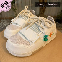 Korean otz ugliness sails shoes women small flower embroidered checkered square head cute expats with little casual shoes 21 new