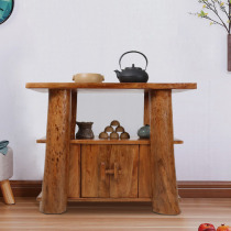 Creative solid wood tea cabinet sideboard camphor wood pastoral cabinet log lockers Tenon and tenon