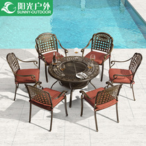 Sunshine outdoor barbecue cast aluminum table and chair five-piece combination balcony terrace garden wrought leisure table and chair furniture