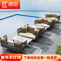Nordic Outdoor Rattan Sofa Aluminum Alloy Waterproof Sunscreen Terrace Garden Garden B&B Resort Leisure Rattan Chair