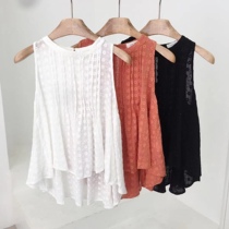 ACE Korea Euni Summer Sleeveless T-shirt Woman High Short Skirt Suit Korean Version when Han version is slim and medium long round collar blouses