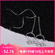 99 sterling silver wind Ling pattern earrings long earring temperament stud earrings small fresh Japanese and Korean bling exquisite