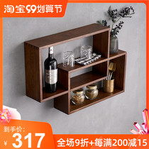 Solid wood bookshelf shelf Wall double ring shelf wine rack Oak CD rack storage rack ledge bracket
