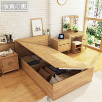  Japanese-style high box bed side open air pressure bed storage bed 1 2 meters 1 meters 1 5 single double Nordic small apartment customization