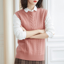 2019 Early autumn new 100% pure wool sleeveless vest needlework sweater womens Korean version loose casual waistcoat for women