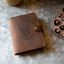 Handmade Cow Leather Driving License Cover Genuine Leather Men Retro Creative Walking License Two-in-one Multifunction Document Card Bag