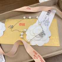 Miu New Full Drill Mini Bow Tie Necklace Miu Pearl Chain Bracelet Sweet And Cute Lock Bone Chain Woman
