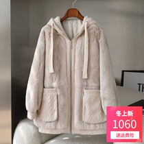 2021 new imported whole leather Rex rabbit hair long fur coat real fur hooded hair winter coat women
