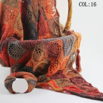 Domestic custom AB rainbow section dyed wool thread gradual color color handwoven sweater ring hat thread crochet shawl