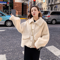 Lamb hair thickened short coat womens 2020 autumn and winter new Korean version of fashion loose and wild plush small fragrance
