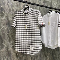 Silver Childrens Day Thom Browne 20 TB Gripped short sleeve shirt capsized 100 hitch male and female shirt jacket