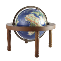 25cm desktop wooden block Globe satellite image version 3D World