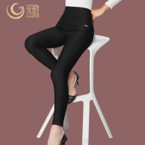 Autumn Winter Plus Suede Beating Bottom Pants Woman High Waist Black Small Leggings Outside Wearing Thin Cotton Pants Xiu Body Display Slim Thickened Casual Long Pants