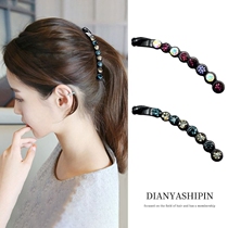 Vertical hairpin large banana clip vertical clip ponytail hairclip non-slip rhinestone clip headgear back head vertical card
