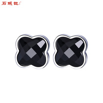 Stone Southern Belle Black Agate Earrings Earrings Female Clover Clover Clover Jewelry Send Girlfriend Gift