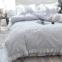 Brief Lace Lace Full Cotton Korean Version Princess Wind Bed Skirt Four Pieces Double Quilt Cover Pure Cotton 1 8m Bed Accessories