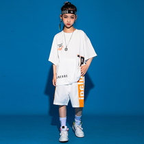 Hip-hop childrens tide suits summer boys and girls short-sleeved childrens hiphop jazz dance costume