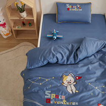 Class A childrens cartoon 60 long-staple cotton three-piece cotton astronaut quilt cover kindergarten bedding sheets