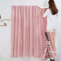 cuang curtain Velcro blackout curtain hole-free installation bedroom window self-adhesive paste type full Net Red