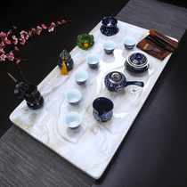 Jade tea tray European-style tea table home simple modern drainage tea sea stone tea tray small tea table living room stone tray