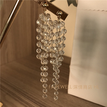Recommended 2021 new fashion super flash sexy glass beads crystal tassel drop earrings super fairy wild fashion earrings ear clip