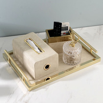 Tissue box creative high-end luxury living room table storage box bedroom high-end leather paper box Nordic American European style