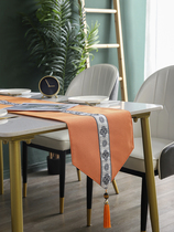 New Chinese Table Flag Orange Sample Room Tea Table Long Strip Tea Flag Cover Cloth TV Cabinet Nordic Light Extravagant Tablecloth Customize