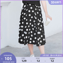 MSShe big code womens dress 2022 new summer clothes micro-fat sister retro wave point camper with a long half body dress 200 catty