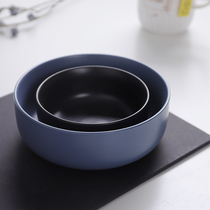 6 inch household rice bowl large plain vegetarian tableware noodle bowl pure black ceramic bowl sea bowl monk bowl soup bubble