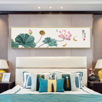 New Chinese Lotus Diamond painting bedroom Lotus full diamond embroidery 2019 new living room point diamond cross stitch bedside painting