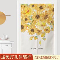 Customized Nordic sunflower fabric door curtain bedroom home partition curtain wardrobe cabinet curtain blocking curtain dust curtain