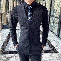 Striped suit vest men Brothers group best man dress business casual dress suit horse clip slim