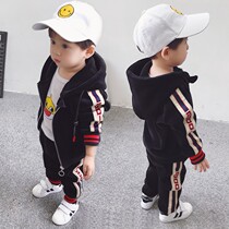 Balabala boys autumn and winter suit male baby 0-3 years old 2 handsome boy 4 foreign 5 gold velvet two-piece set