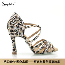 Suphini boutique handmade birthday present BAO WEN colour drill 10 cm women satin country Peulembaladdin dance shoes