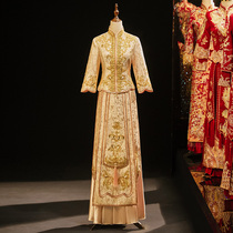 Xiuhe clothing summer bride 2021 new wedding dress heavy industry thin golden wedding dress Chinese style phoenix crown