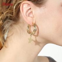 Dela 925 Silver Needle Temperament Star Earrings Earrings Female 2021 New Tide Senior Sense Niche Earrings