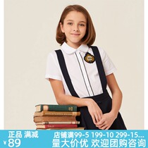 Eaton Gide childrens clothing British style shirt 2017 spring new girls short sleeve white shirt 17C201