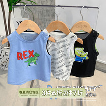 Chen Tai pig L momo baby sports vest Summer baby sleeveless children cartoon grid speed dry blouses