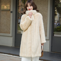 Haining fur coat female whole mink anti-season new imported mink slim fashion mink coat long coat