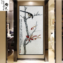 Art crystal glass mosaic mosaic mosaic background wall Chinese painting flowers and birds Chinese European style porch living room dining room cut painting