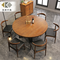 Industrial wind round table Restaurant Restaurant Restaurant Restaurant restaurant round table solid wood household round table Hotel big round table
