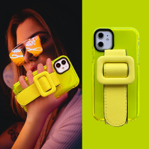 Suitable for iPhone12mini bracket fluorescent phone case Apple 11promax leather wrist strap xs tide fashion